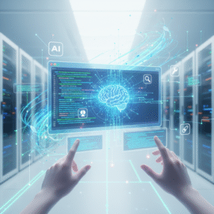 Roll de sushi con salmón, aguacate y queso crema, espolvoreado con sésamo, servido en un plato blanco junto a palillos y salsa de soja.