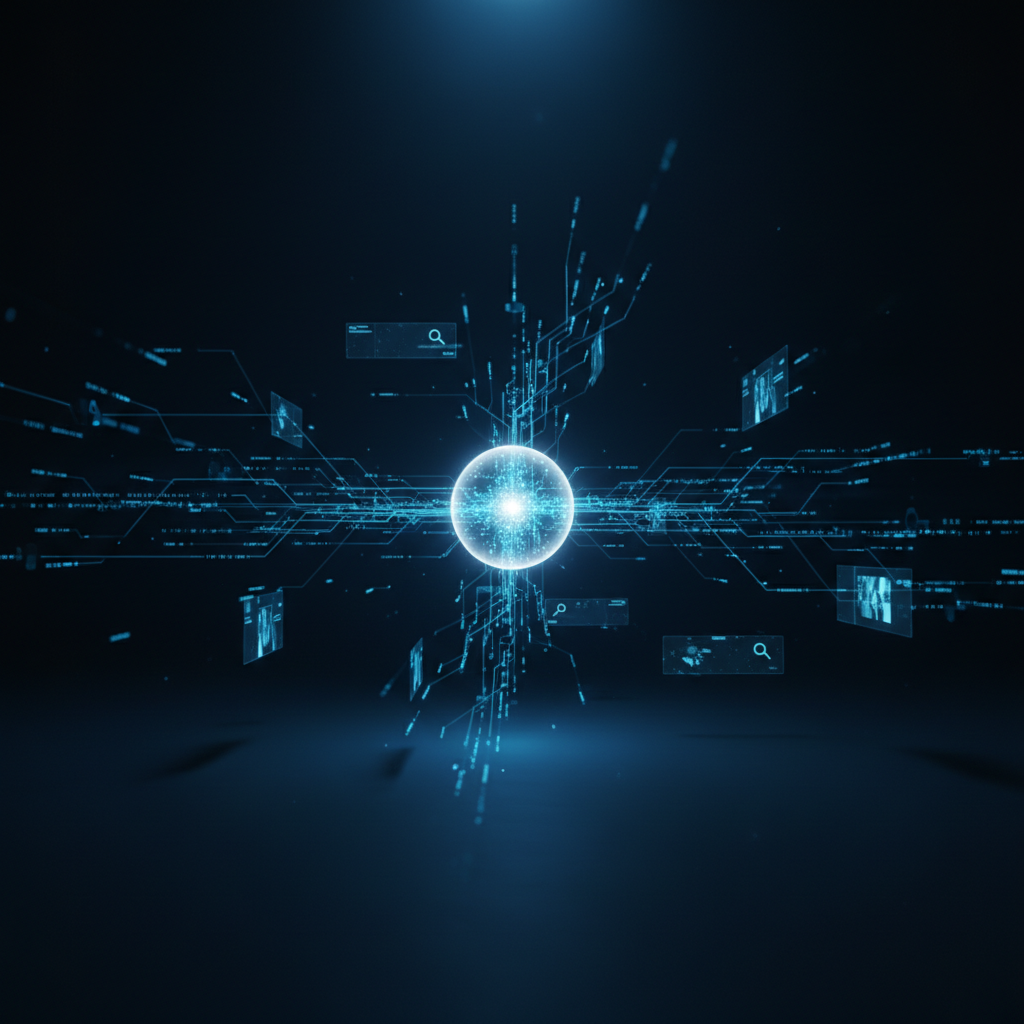 Un grupo diverso de profesionales colaborando alrededor de una gran mesa en una oficina moderna y luminosa, revisando documentos y una tablet.