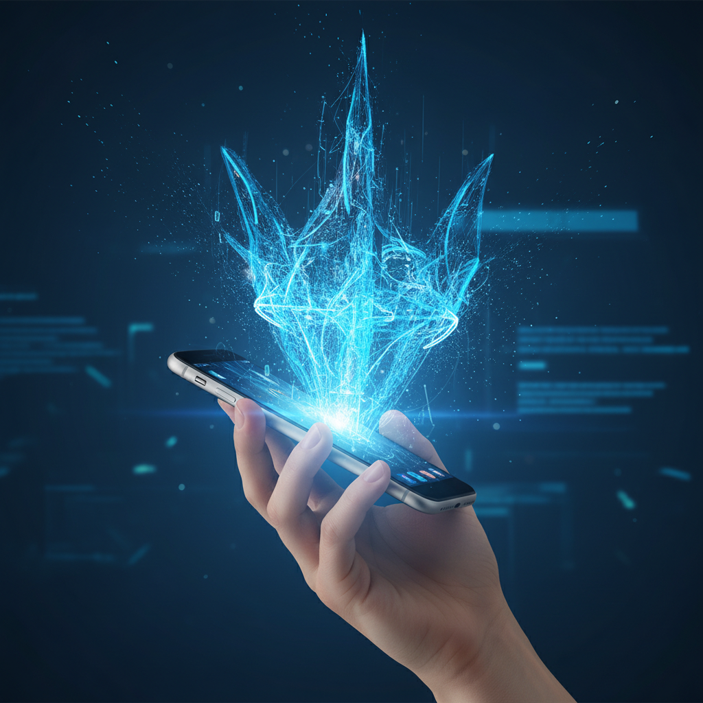 Mano sosteniendo una tarjeta de crédito azul con chip visible.