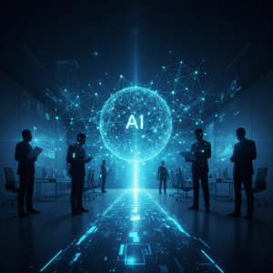 Un primer plano de un ojo humano con la pupila dilatada, mirando al frente, mostrando los detalles del iris y la esclera.