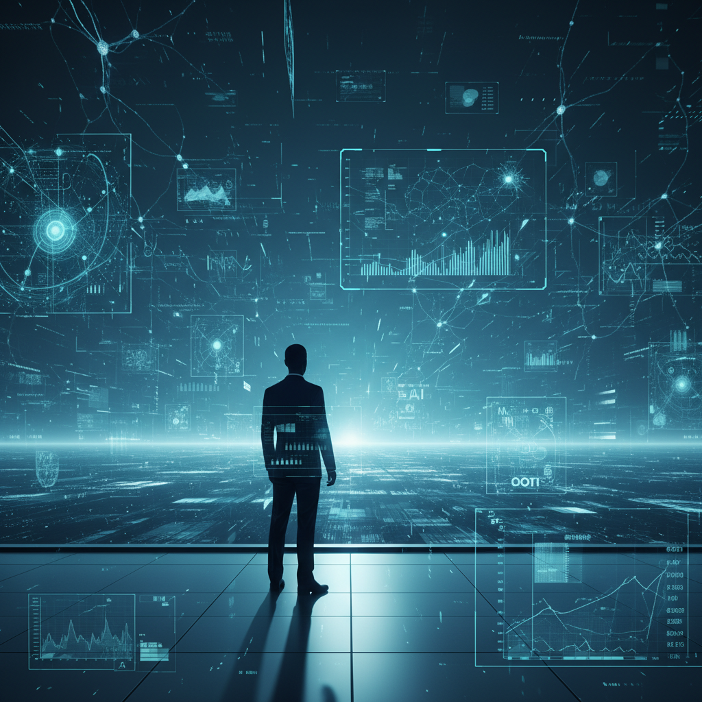 Mujer con auriculares y micrófono sonriendo mientras trabaja concentrada en un portátil en un entorno de oficina moderna.