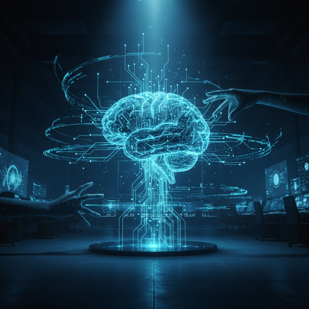 Manos tecleando en un teclado de portátil plateado junto a una taza de café, con fondo de oficina desenfocado.