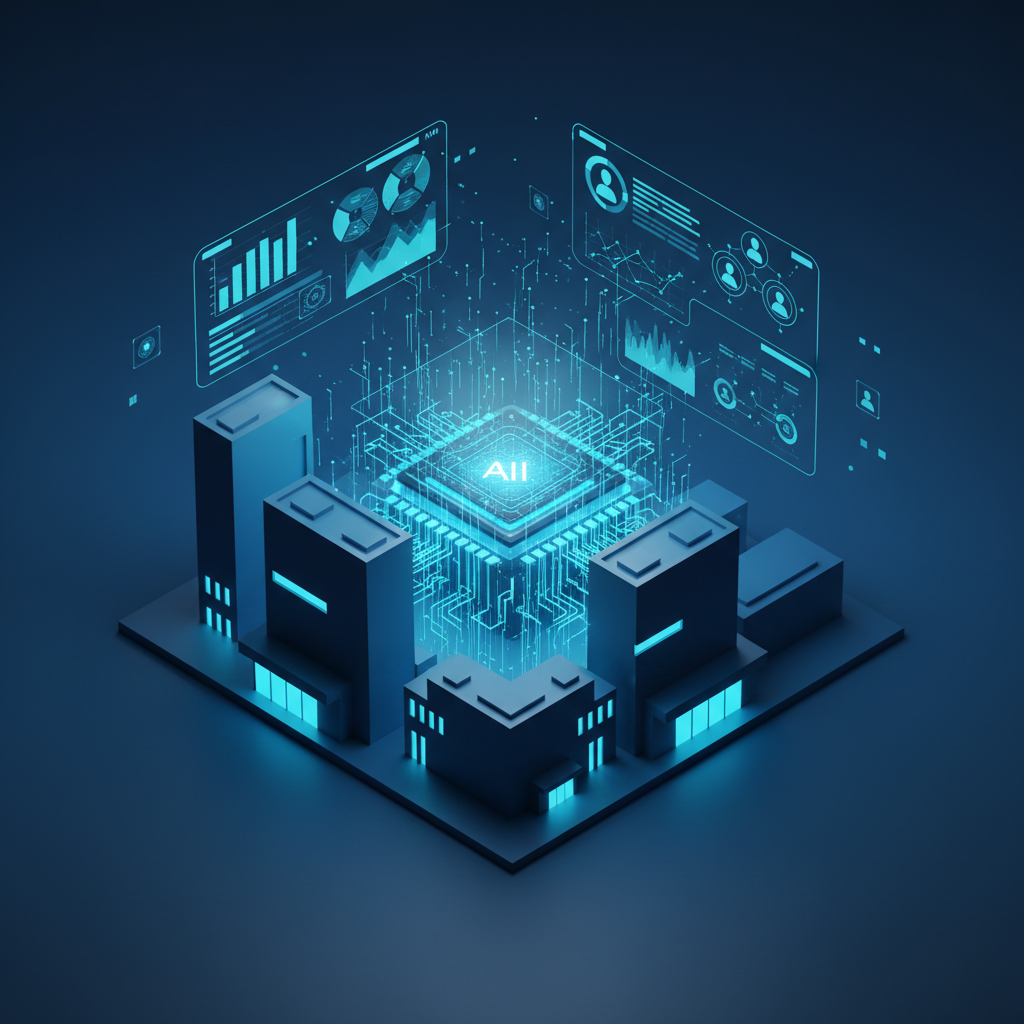 Mujer joven sonriendo y sosteniendo una tablet, señalando su pantalla en un entorno profesional.