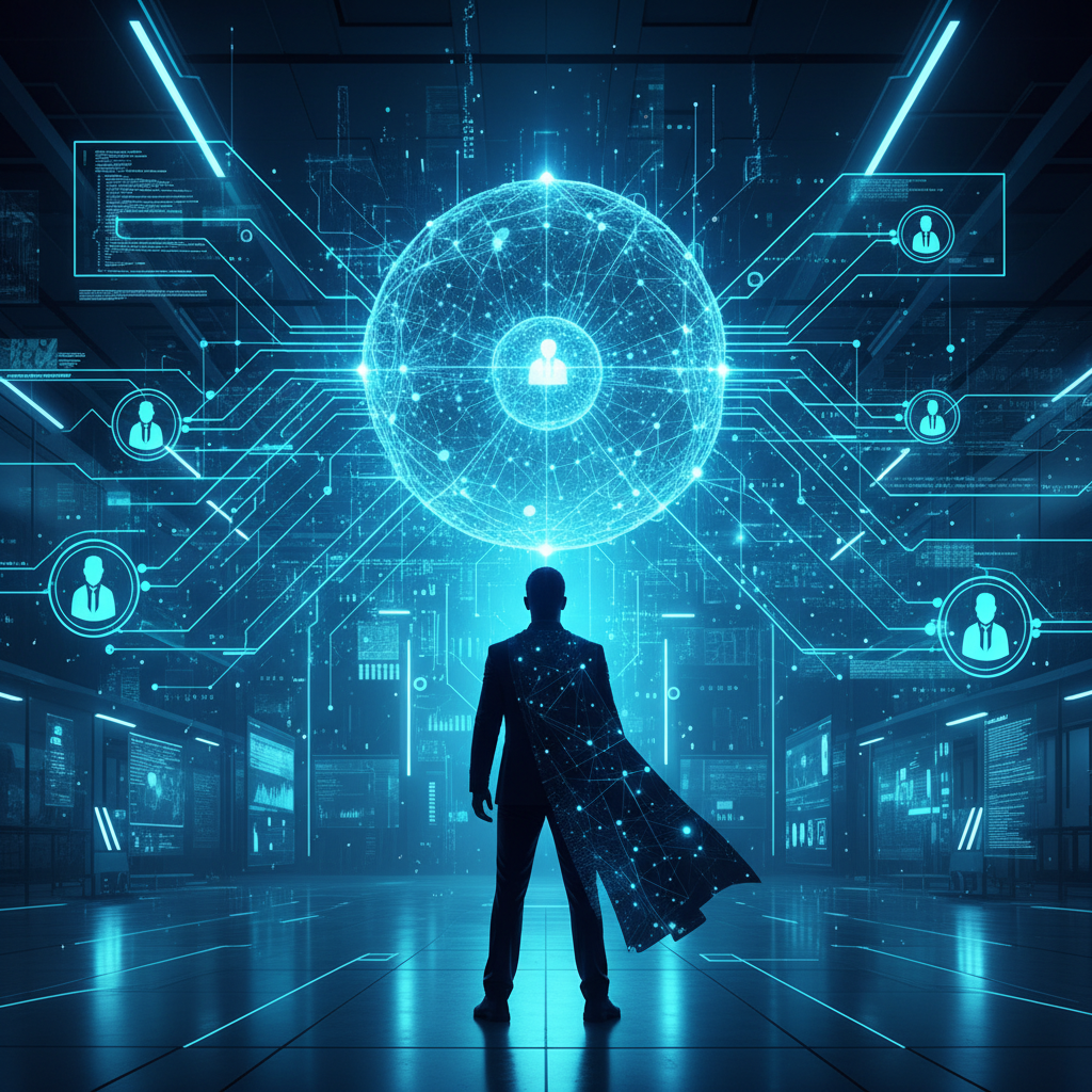 Una mujer concentrada trabajando en un portátil con gráficos de análisis de datos en pantalla, junto a una taza de café y una planta en maceta.