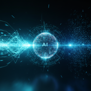 Mujer concentrada trabajando en un ordenador portátil en una oficina moderna y luminosa.