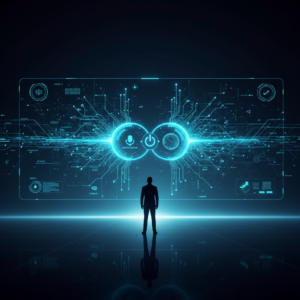 Manos sosteniendo un smartphone horizontalmente que muestra una aplicación de mapas con una ruta.