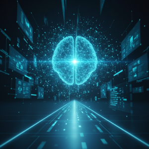 Taza de café con leche y arte latte en forma de corazón sobre una mesa de madera oscura.