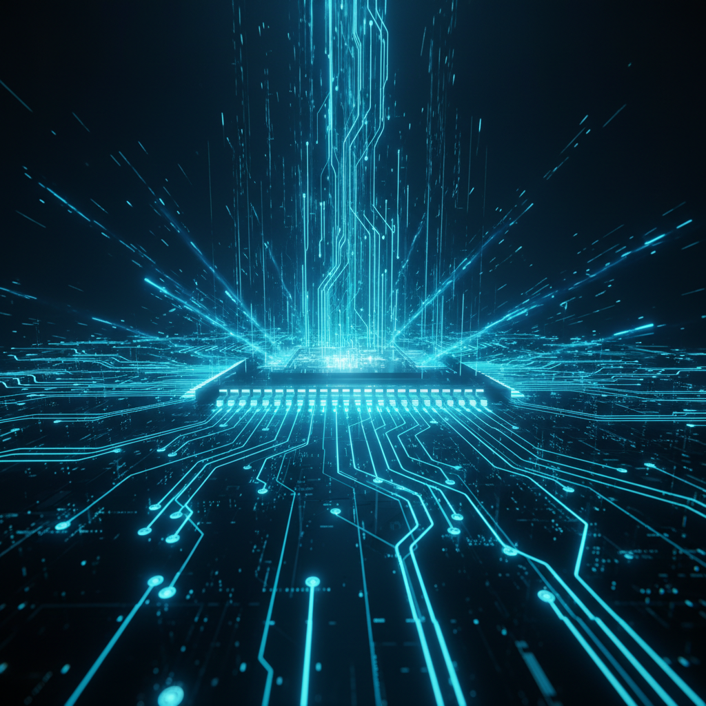 Manos de una persona escribiendo en el teclado de un portátil con datos digitales o una interfaz web en la pantalla desenfocada.