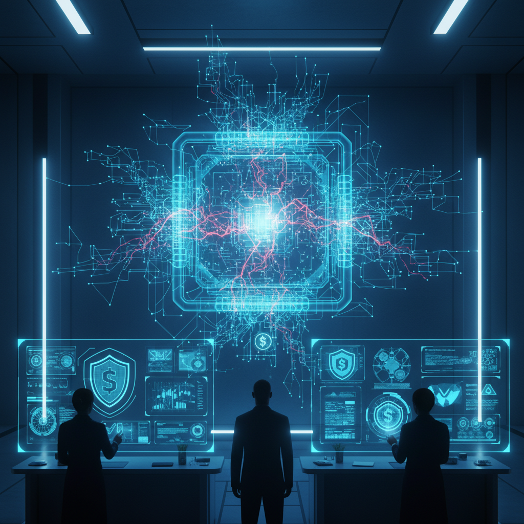 Manos tecleando en el teclado de un portátil plateado sobre un escritorio minimalista con un fondo de oficina desenfocado.