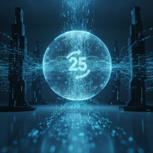 Una persona sosteniendo un smartphone con la pantalla encendida mostrando un gráfico de barras de crecimiento y estadísticas positivas.