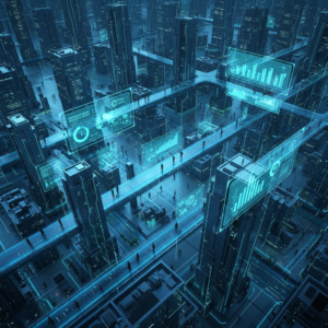 Vista aérea de la calle Preciados en Madrid, España, con múltiples edificios históricos y personas caminando.