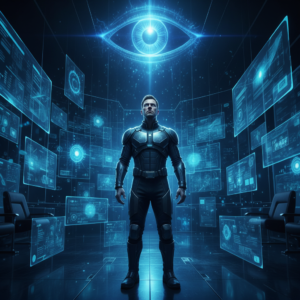 Primer plano de un ojo humano con el iris de color marrón claro, pestañas claramente visibles y la piel del contorno.