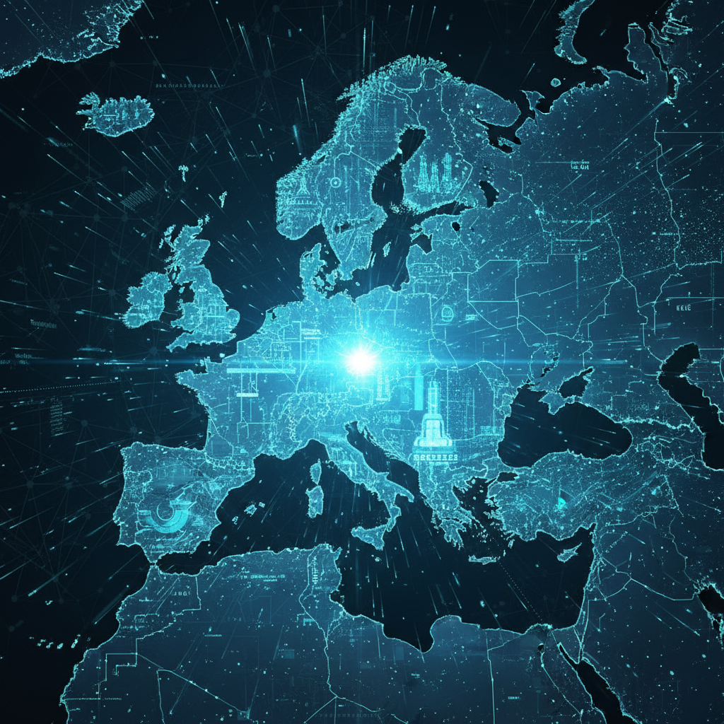 Mujer joven concentrada trabajando en un portátil en un escritorio de una oficina moderna y luminosa.