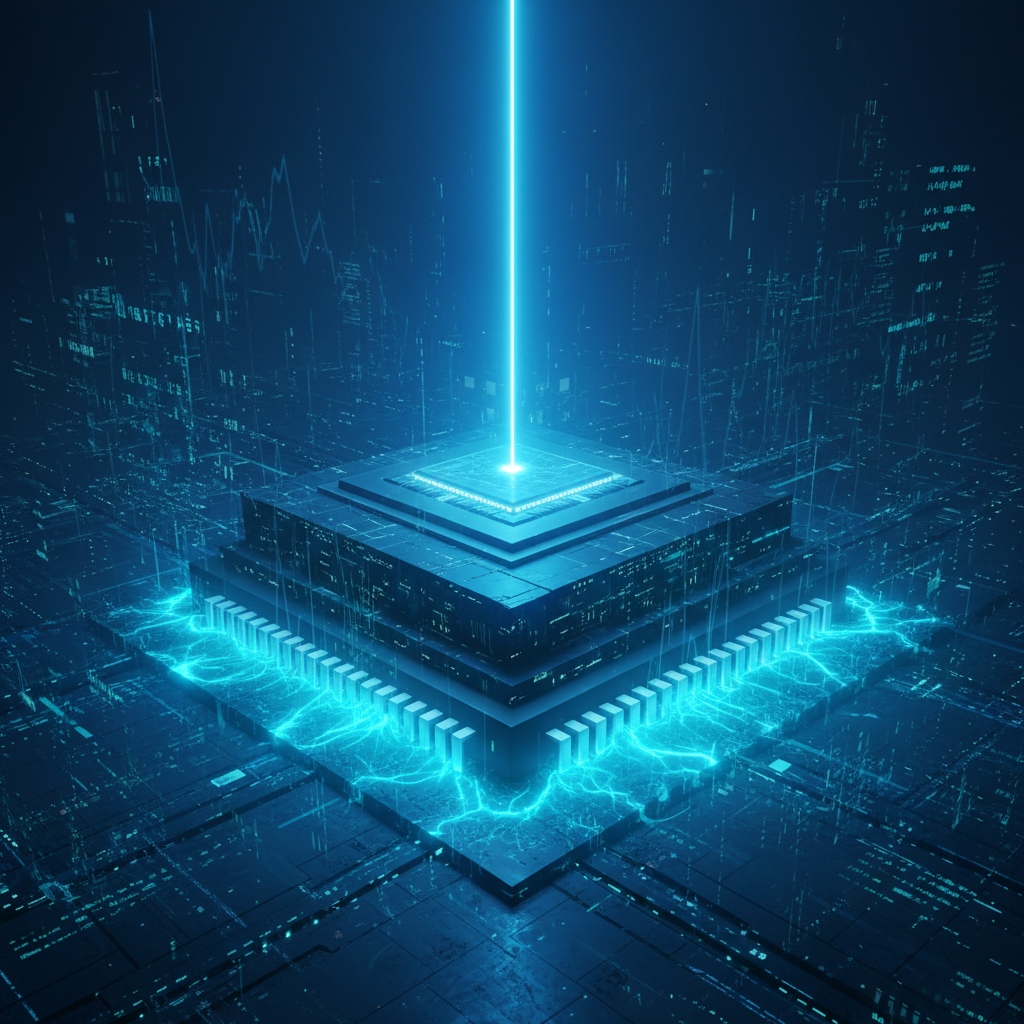 Una mujer en un entorno de oficina sonríe mientras trabaja en un ordenador portátil, vestida con una blusa blanca y pendientes.