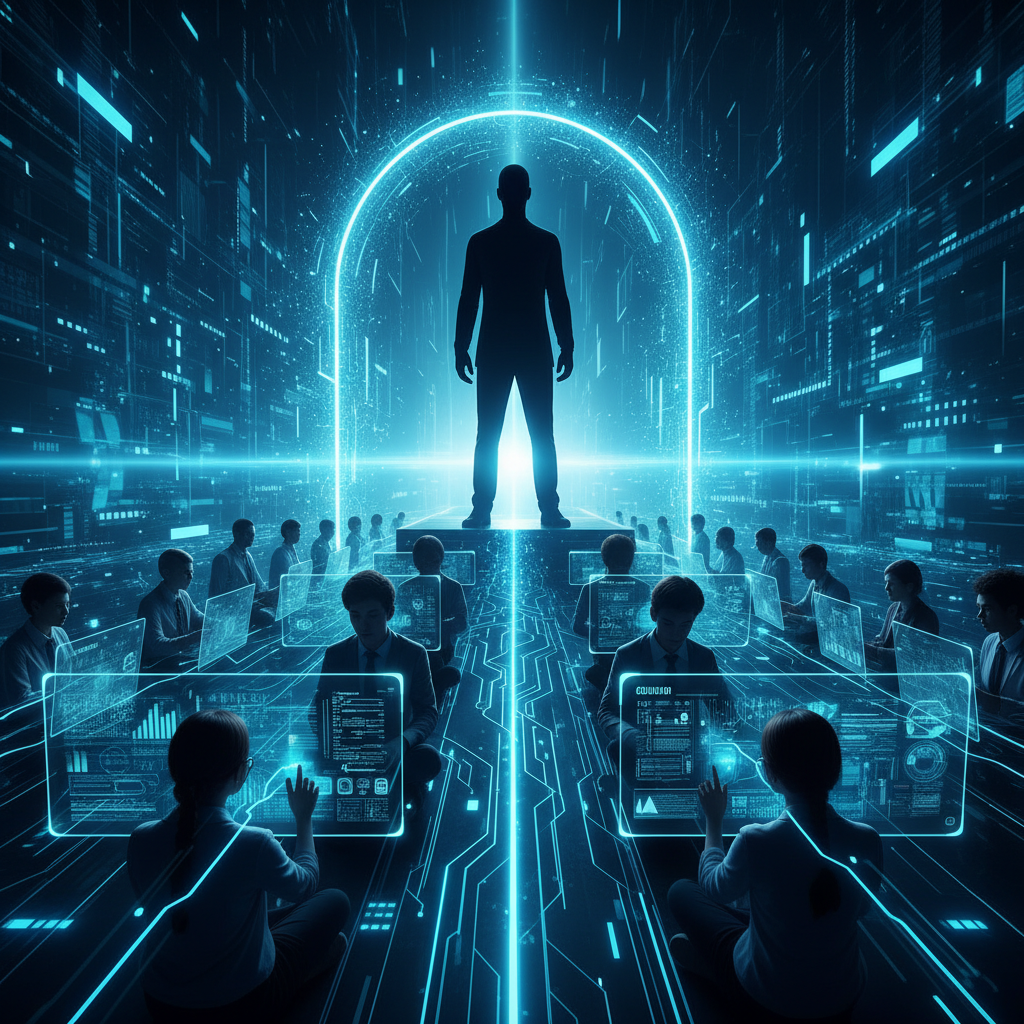 Cinco personas, tres hombres y dos mujeres, sonriendo y sentadas alrededor de una mesa de reuniones con un portátil y documentos en una oficina luminosa.