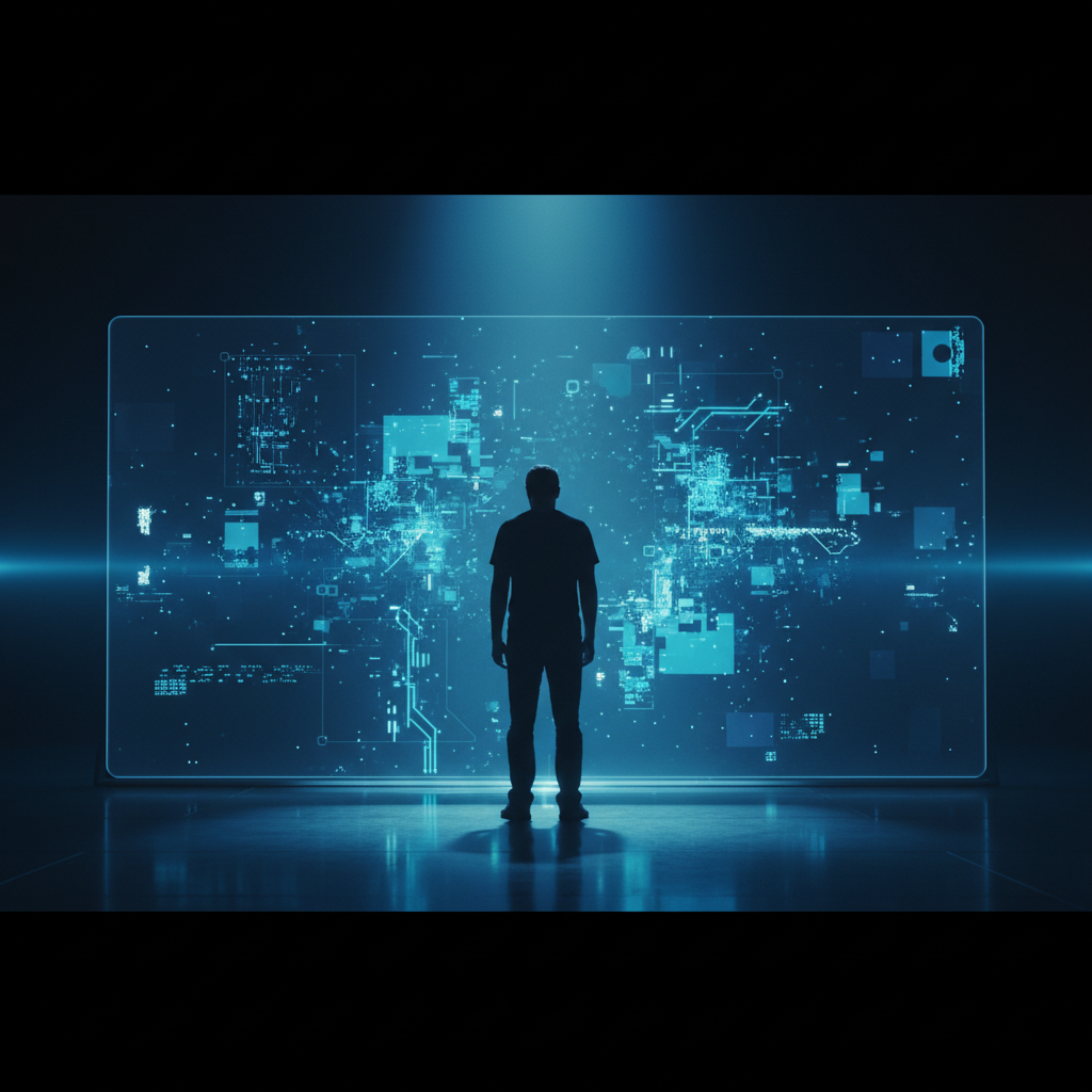 Una persona sostiene un teléfono móvil con una mano, mostrando la pantalla blanca de este con un icono de carga (spinner) en el centro.