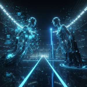 Hombre con barba sujetando un smartphone con las dos manos y mirando su pantalla.