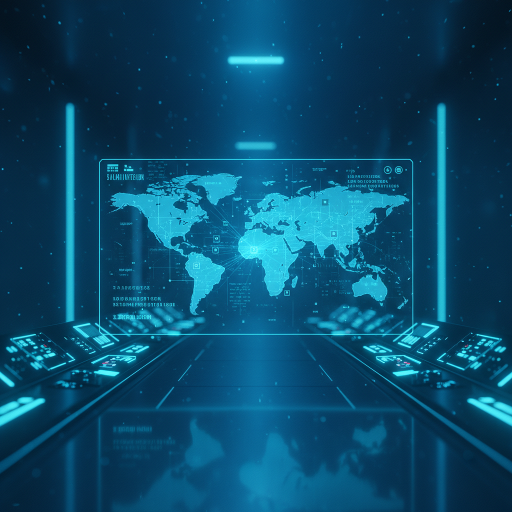 Mujer con bata blanca de laboratorio sonriendo mientras mira una tableta digital. Detrás, se aprecian estanterías borrosas con diversos productos.