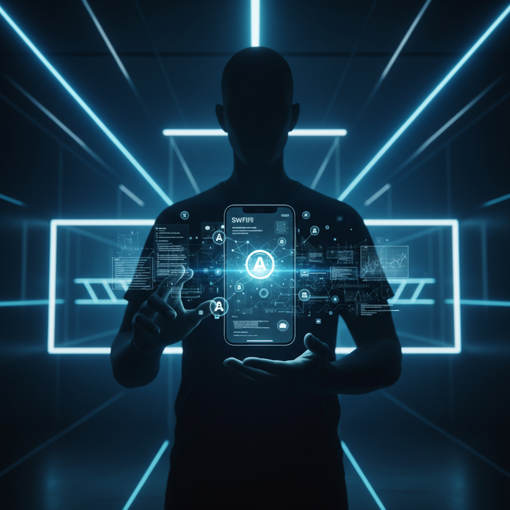 Un smartphone oscuro, posiblemente negro, boca abajo sobre una superficie clara y lisa, mostrando su sistema de triple cámara trasera y el flash.