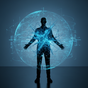 Una mujer joven sonriendo y señalando con un lápiz una tableta digital mientras trabaja en un ordenador portátil en un espacio de coworking moderno y luminoso.