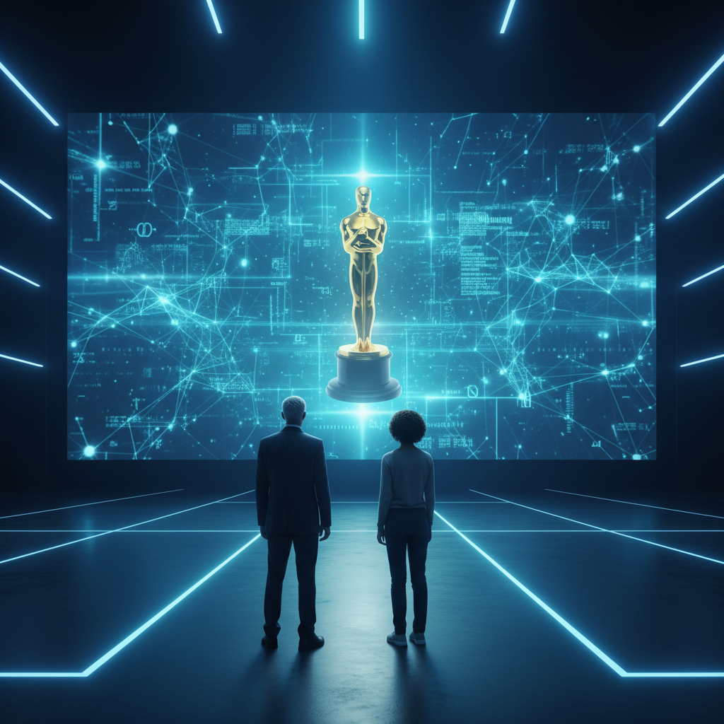 Mujer profesional con traje de negocios sonriendo mientras trabaja en un portátil en una oficina moderna y luminosa.