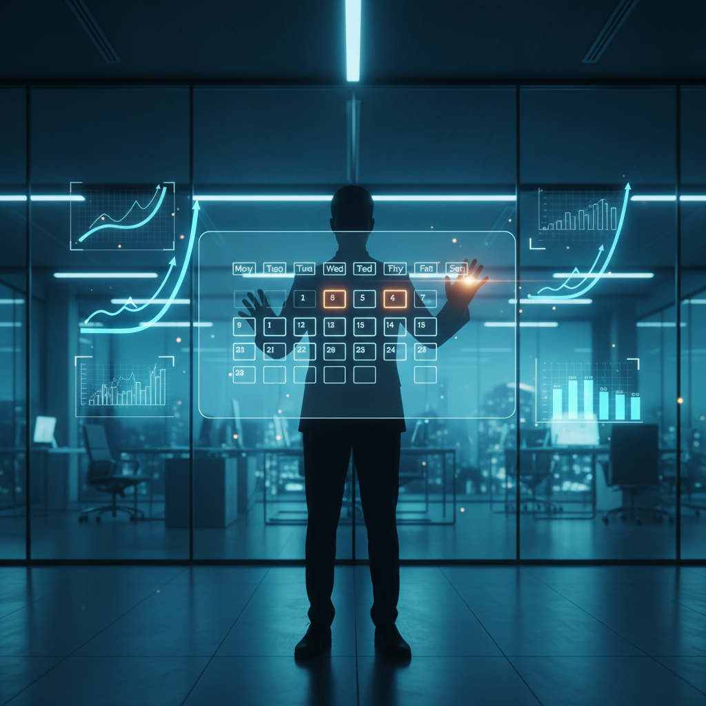 Manos de una persona con anillos escribiendo en el teclado de un ordenador portátil. La pantalla muestra contenido digital, junto a un smartphone y una planta suculenta en la mesa.