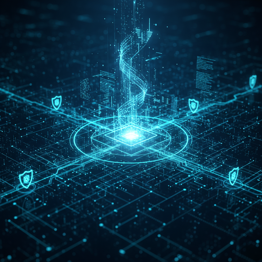 Un ordenador portátil plateado abierto sobre un escritorio de madera, con una taza de café y un fondo de estantería y ventana.