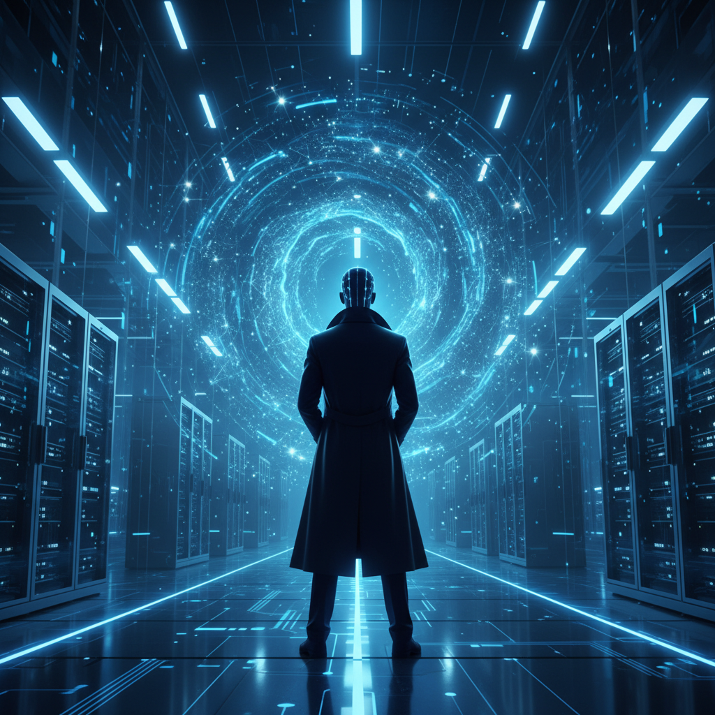 Manos escribiendo en el teclado de un portátil con un fondo de oficina desenfocado.