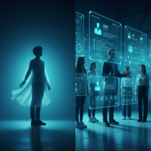 Mano sosteniendo un smartphone en posición horizontal con una animación colorida en la pantalla.