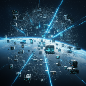 Una mujer con gafas leyendo un libro en una biblioteca o librería.