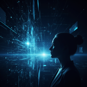 Manos de una persona escribiendo en un teclado de ordenador portátil, con un fondo de oficina moderno y un café en el escritorio.} {