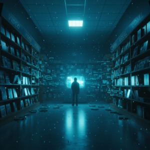 Teclado mecánico con retroiluminación RGB multicolor y teclas oscuras sobre una superficie negra.