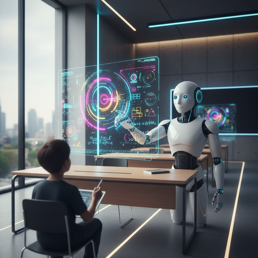 Un hombre sonriendo y gesticulando mientras habla por teléfono con auriculares en una oficina moderna y luminosa.