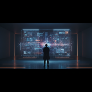 Una caja de entrega blanca con cinta azul y una etiqueta de envío visible, apoyada sobre una superficie clara.