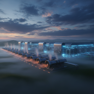 Persona trabajando en un portátil plateado con una taza de café blanca en una mesa de madera, con plantas verdes de fondo.