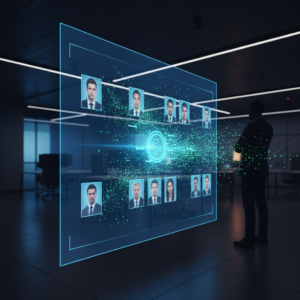 Una mujer en un laboratorio está manipulando una muestra de tejido con pinzas bajo una campana de flujo laminar, vestida con guantes y bata blanca.