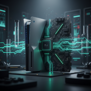 Escritorio de oficina moderno y minimalista con un portátil abierto, monitor externo mostrando código, teclado mecánico, ratón inalámbrico, planta suculenta y cuaderno.