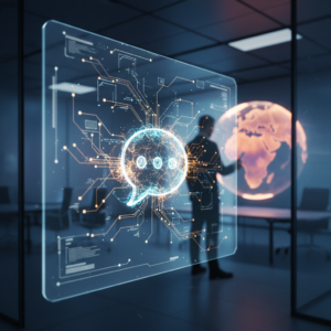 Manos sosteniendo un smartphone en posición horizontal, con la pantalla mostrando un plato de comida saludable tipo ensalada con vegetales.