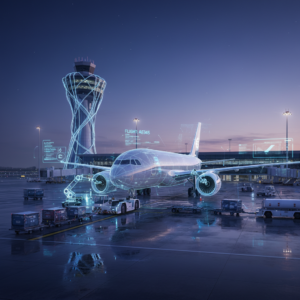 Diseño circular que representa tecnología o un circuito sobre un fondo oscuro.