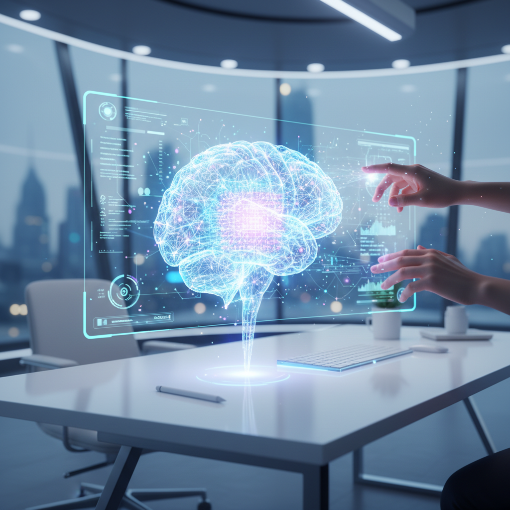 Una mujer sonriente muestra una tableta con gráficos financieros y un gráfico de barras, mientras un hombre a su lado observa atento.