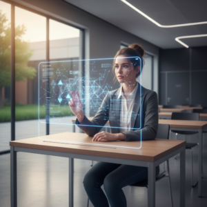 Vista aérea de una rosquilla glaseada con chispas de colores y una pequeña mordida, colocada sobre una superficie rosada.