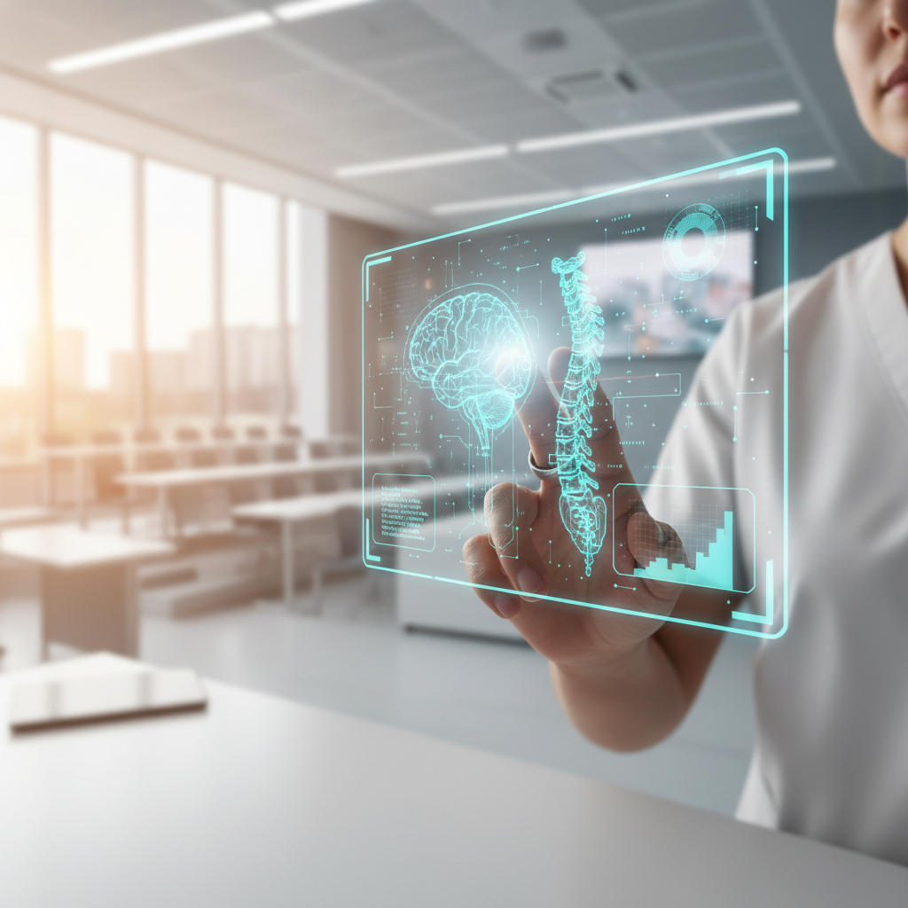 Persona sosteniendo un smartphone que muestra un gráfico financiero con tendencias al alza en un entorno de oficina moderno.