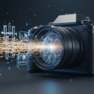 Mano sosteniendo un smartphone con la pantalla mostrando un feed de una aplicación de redes sociales con diversas publicaciones.} {