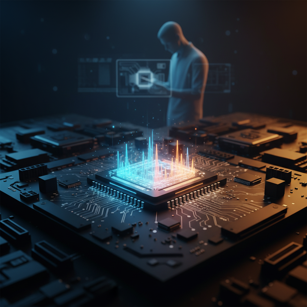 Una taza de café blanca humeante con un diseño de corazón en latte art, sobre una mesa de madera clara, con granos de café esparcidos al fondo.