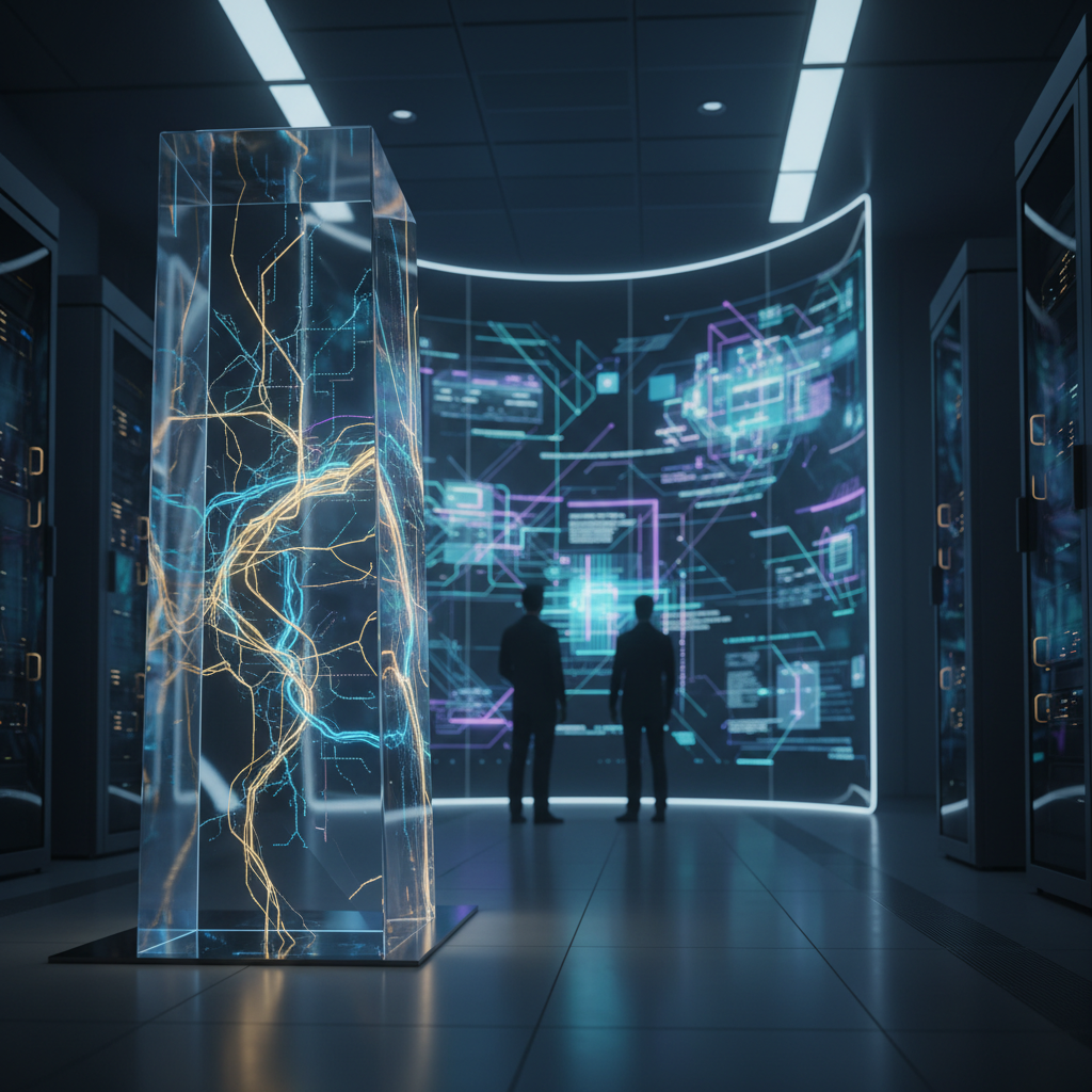 Mano sujetando un smartphone que muestra en pantalla un diseño abstracto de color rojo sobre un fondo blanco.