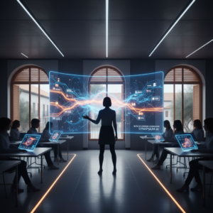 Primer plano de manos femeninas utilizando un smartphone con un lápiz óptico en la pantalla.