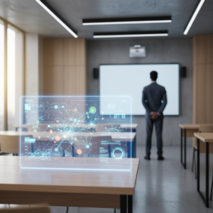 Persona trabajando en una computadora portátil con un café en una mesa, enfocada en la pantalla.