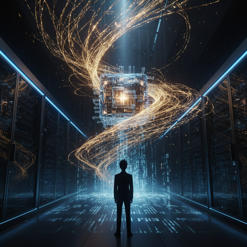 Una sala de estar minimalista con un sofá gris, una mesa de centro de madera, una planta en maceta y una ventana grande con vistas a un jardín.