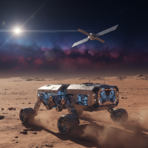 Un escritorio de juego moderno con un monitor curvo, teclado mecánico RGB, ratón gaming y auriculares sobre un soporte.