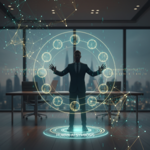 Una mano sostiene un smartphone con la pantalla mostrando la suite de Google Workspace y sus aplicaciones como Gmail, Calendar y Drive.